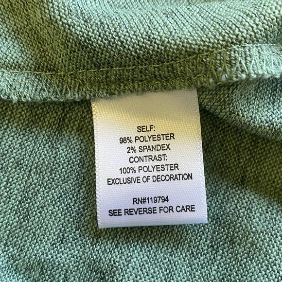 One World Womens Top 2X Green Shark Bite Tunic 3/4 Sleeve Round Neck Rhinestone - Picture 7 of 9